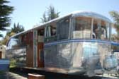 Wrap-Around Front Windows on vintage 1946 Spartan Manor Travel Trailer